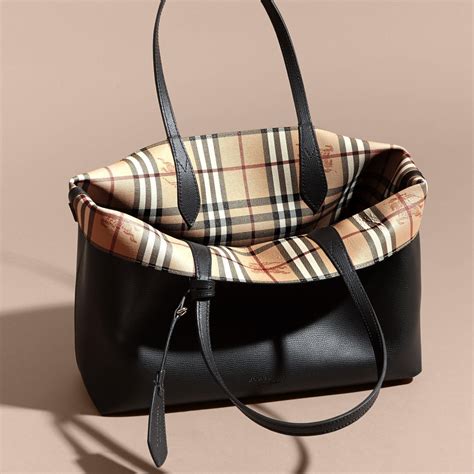 reversible leather tote burberry|Burberry haymarket tote medium.